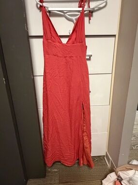 Forever 21 Coral Red Maxi Dress with Side Slit